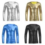 Heren metallic shirt trui mannen wetlook leren glimmende, Kleding | Heren, Verzenden, Nieuw, Overige maten, Overige thema's