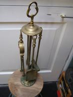 geel koperen haardstel compleet, gebruikt maar goed 60 cm, Ophalen of Verzenden, Koper