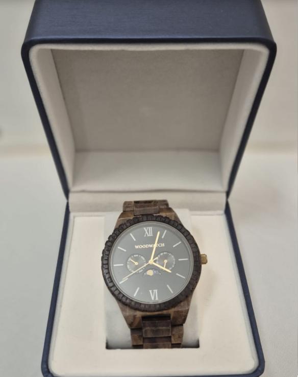 Woodwatch Lunar Eclipse Saphire Coated - INCL Garantie, Ophalen of Verzenden, Staal, Overige merken