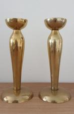 Twee zware metalen kandelaars, Ophalen of Verzenden, Metaal, Kandelaar, Minder dan 25 cm