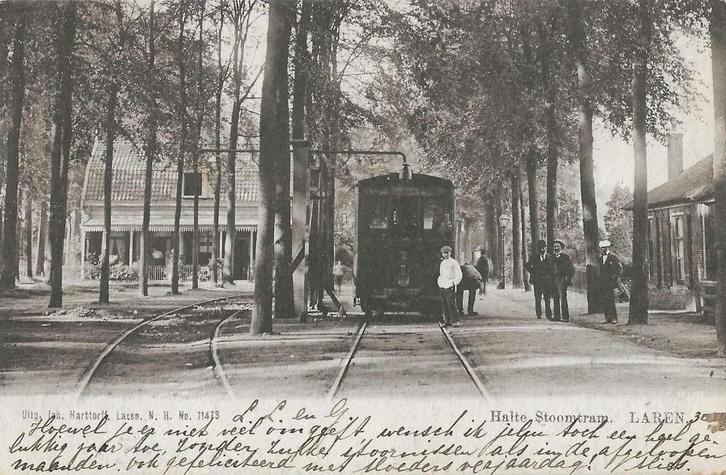 Ansichtkaart: Laren, halte stoomtram, Verzamelen, Ansichtkaarten | Nederland, Gelopen, Noord-Holland, Voor 1920, Verzenden
