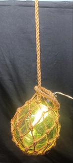 Vintage bollamp met macramé visnetdrijver, Ophalen of Verzenden