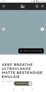 4 liter matte muurverf blauwgrijs (Breathe Graham & Brown), Doe-het-zelf en Verbouw, Verf, Beits en Lak, Ophalen, Blauw, Nieuw