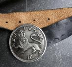 S.S. ELCHE Spain vintage riem 10 pence munt gesp leder, Kleding | Dames, Riemen en Ceinturen, 80 tot 90 cm, Zwart, Tailleriem