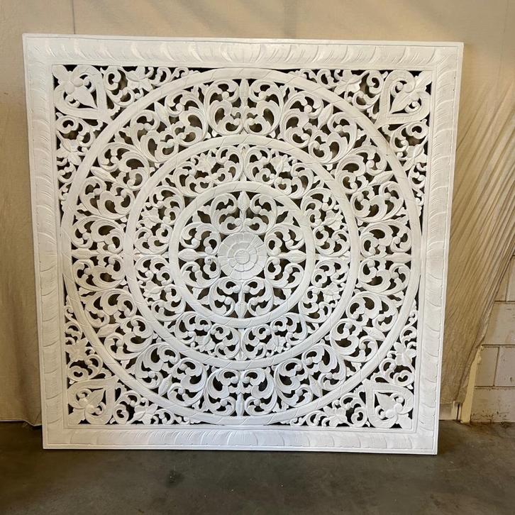 Wandpaneel - Raampaneel – 150 x 150 cm - wit - TTM Wonen, Huis en Inrichting, Woonaccessoires | Wanddecoraties, Nieuw, Ophalen of Verzenden