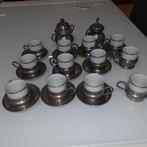 Tinnen porseleinen thee koffie servies, Ophalen of Verzenden, Zo goed als nieuw
