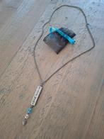 Ketting - proud mama met roze en blauwe kraal, Ophalen of Verzenden, Zo goed als nieuw, Roze, Overige materialen