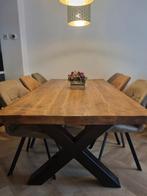 Moderne eettafel mangohout – zwart metaal – 200 cm, Huis en Inrichting, Ophalen, 50 tot 100 cm, Zo goed als nieuw, Vijf personen of meer
