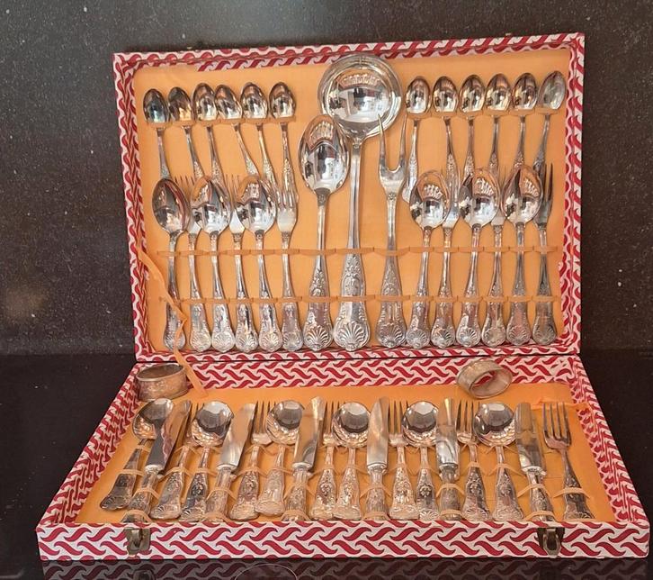 Vintage Verzilverd Bestek Super Inox in Bestekdoos, Antiek en Kunst, Antiek | Bestek, Ophalen of Verzenden
