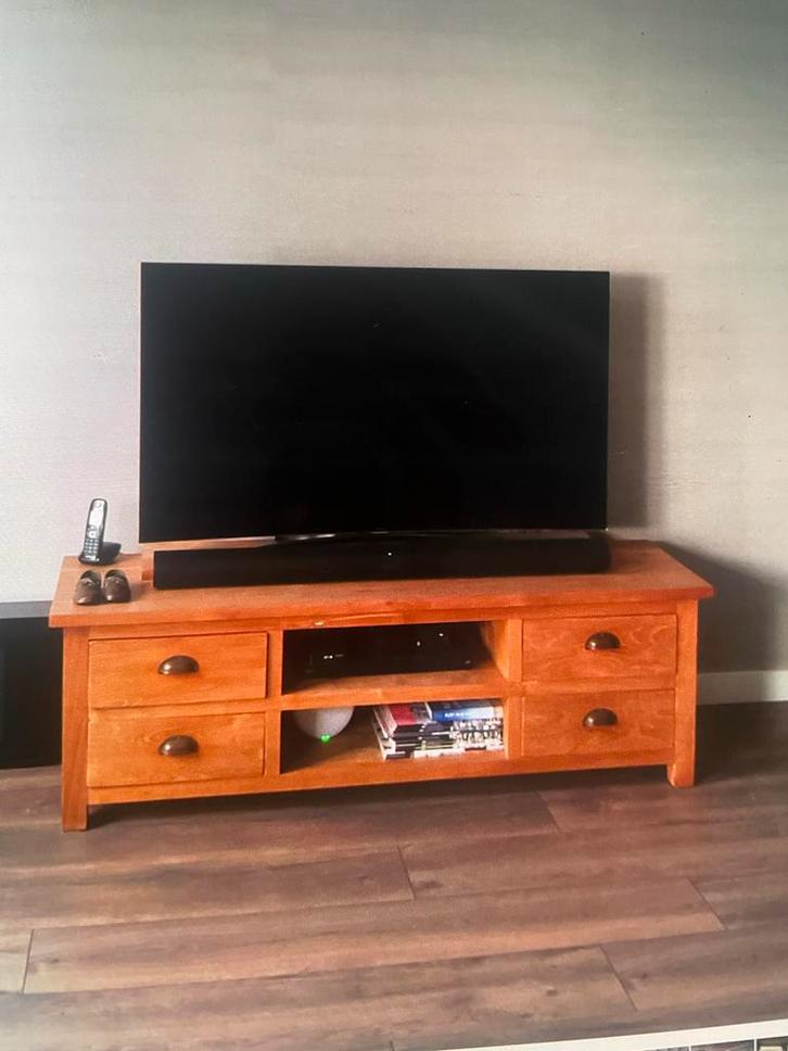 Houten TV-meubel met lades, Huis en Inrichting, Kasten | Televisiemeubels, Gebruikt, Minder dan 100 cm, 100 tot 150 cm, 25 tot 50 cm