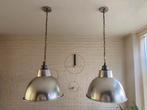 2x industriële zilverkleurige hanglampen, Huis en Inrichting, Lampen | Hanglampen, Ophalen of Verzenden, Zo goed als nieuw, Minder dan 50 cm