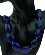 Exclusieve Lapis Lazuli ketting 14k gouden slot en bollen, Goud, Goud, Met edelsteen, Ophalen of Verzenden