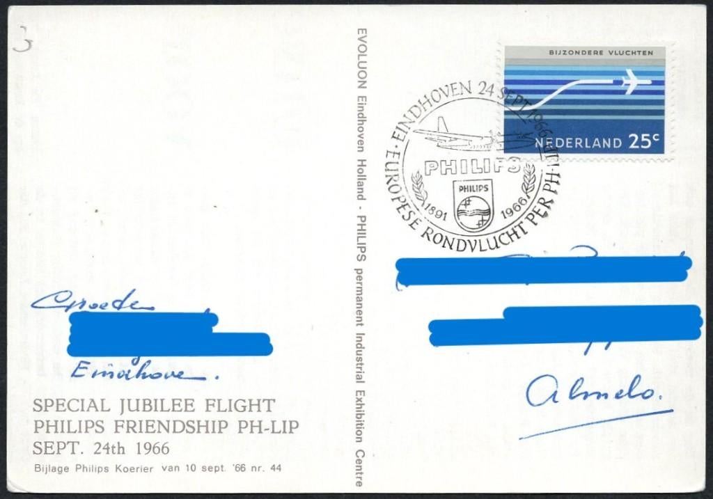 Jubilee Flight Philips Friendship PH-LIP 1966 ansicht, Verzenden, Overige typen
