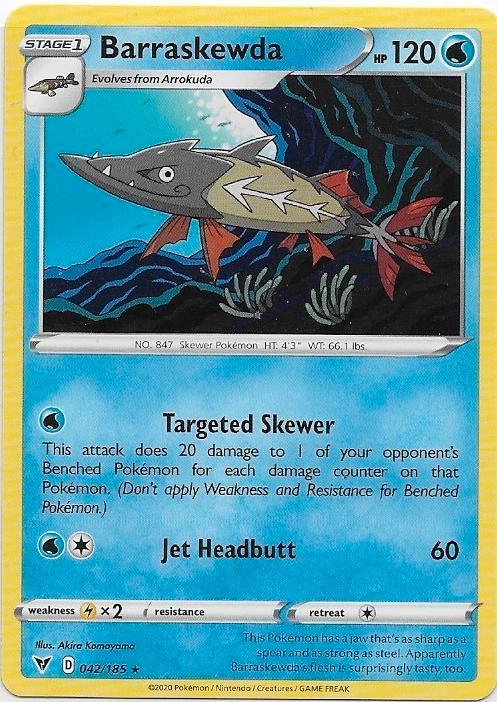 Vivid Voltage,  Barraskewda [rare] 42/185, Hobby en Vrije tijd, Verzamelkaartspellen | Pokémon, Nieuw, Losse kaart, Verzenden