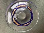 Moderne Poolse kristallen schaal – blauw/goud accenten, Huis en Inrichting, Schaal, Rond, Ophalen of Verzenden, Glas