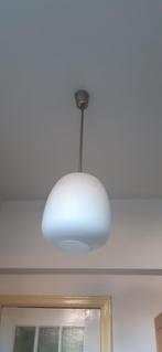 Hanglamp vintage Bauhaus Schoollamp matglas, Art deco / Amsterdamse school, Gebruikt, 50 tot 75 cm, Ophalen