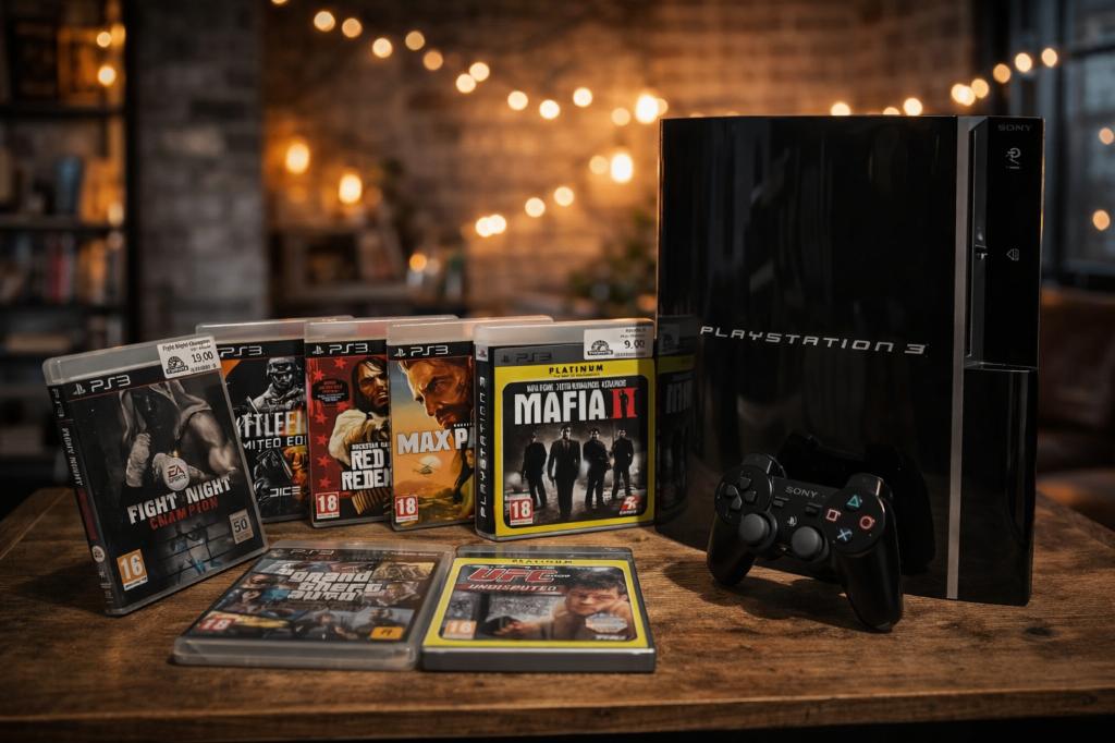 Playstation 3 + Controller & games, Spelcomputers en Games, Spelcomputers | Sony PlayStation 3, Zo goed als nieuw, Phat, 80 GB