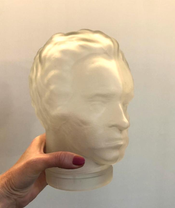 Vintage glazen hoofd Mozart van Beethoven, Antiek en Kunst, Antiek | Glas en Kristal, Ophalen of Verzenden