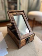 Vintage Houten Kapdoos/Sieradendoos met Spiegel, Huis en Inrichting, Ophalen of Verzenden, Gebruikt, Overige houtsoorten, Minder dan 50 cm