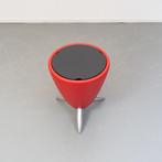 1x Leolux TamTam Bijzettafel/Kruk Rood Leer - Chroom, Huis en Inrichting, Niet ingevuld, Minder dan 55 cm, Ophalen of Verzenden