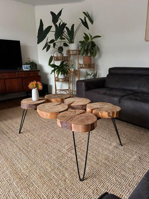 Leuke robuuste salon tafel hout / metaal, Huis en Inrichting, Tafels | Salontafels, Zo goed als nieuw, Minder dan 50 cm, 50 tot 100 cm