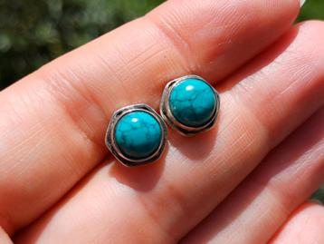 Vanoli 925 zilveren oorbellen /oorknopjes met turquoise  beschikbaar voor biedingen