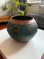 Oude metalen pot, Tuin en Terras, Bloempotten, Ophalen, Zo goed als nieuw, Rond, Metaal