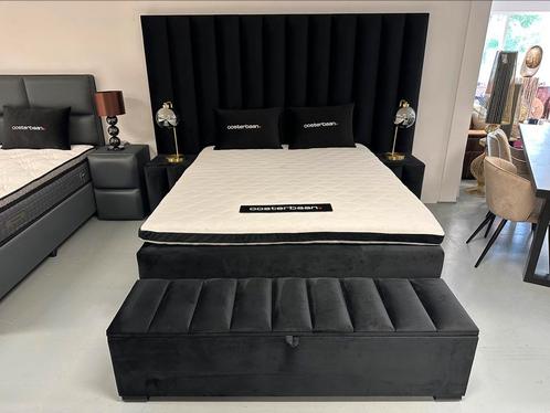 Luxe Velvet Boxspring Laura 160x200cm NIEUW - Zwart - New, Huis en Inrichting, Slaapkamer | Boxsprings, Nieuw, 160 cm, 200 cm