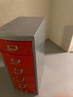 Vintage Metalen Ladekast - Rood/Grijs, Huis en Inrichting, Ophalen, Minder dan 50 cm, Gebruikt, 100 tot 150 cm