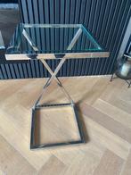 Stijlvolle Richmond Interiors Bijzettafel – Glas & RVS, Huis en Inrichting, Minder dan 55 cm, Ophalen of Verzenden, Rechthoekig