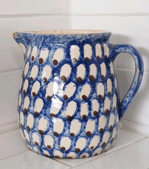 Antieke Bunzlau kan, hoogte 15 cm, aardewerk, Antiek en Kunst, Antiek | Keramiek en Aardewerk, Ophalen of Verzenden