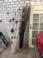 Vazen met decoratie takjes en bollen, Ophalen, Gebruikt, Wit, Glas