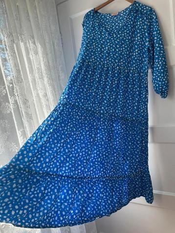 Maxi lange blauw gestipe wijde luchtige zomerjurk jurk Goa  beschikbaar voor biedingen