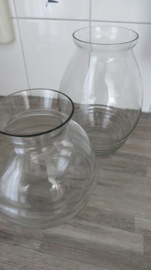Set van 2 oude vazen glas, Antiek en Kunst, Antiek | Vazen, Ophalen of Verzenden