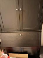 Zwarte kast met bureau - secretair, Huis en Inrichting, Kasten | Secretaires, Ophalen, Gebruikt