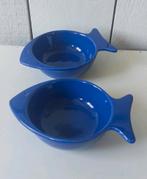 2 blauwe schaaltjes in vorm vanneen vis visjes bakjes schaal, Ophalen of Verzenden, Nieuw, Beeldje of Figuurtje