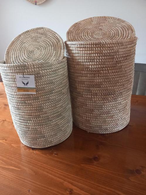 Rieten manden uit Ethiopië, Huis en Inrichting, Woonaccessoires | Schalen en Manden, Nieuw, Mand, Rechthoekig, Riet, Ophalen of Verzenden