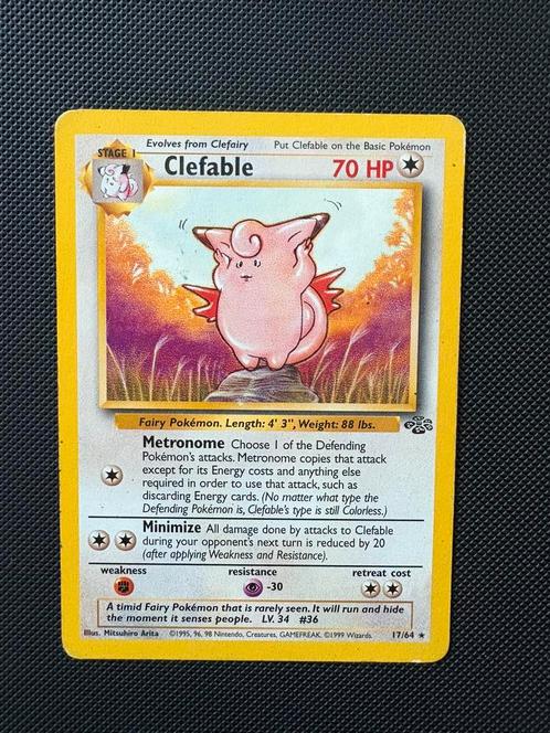 Clefable 17/64 pokemon jungle set, Hobby en Vrije tijd, Verzamelkaartspellen | Pokémon, Zo goed als nieuw, Losse kaart, Ophalen of Verzenden