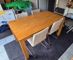Eethoek eetkamertafel met stoelen eiken beige., Huis en Inrichting, Tafels | Eettafels, Ophalen, Eikenhout, 50 tot 100 cm, Zo goed als nieuw