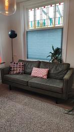 Donkergroene leren bank, Huis en Inrichting, Banken | Bankstellen, Ophalen, Gebruikt, 150 tot 200 cm, Vintage