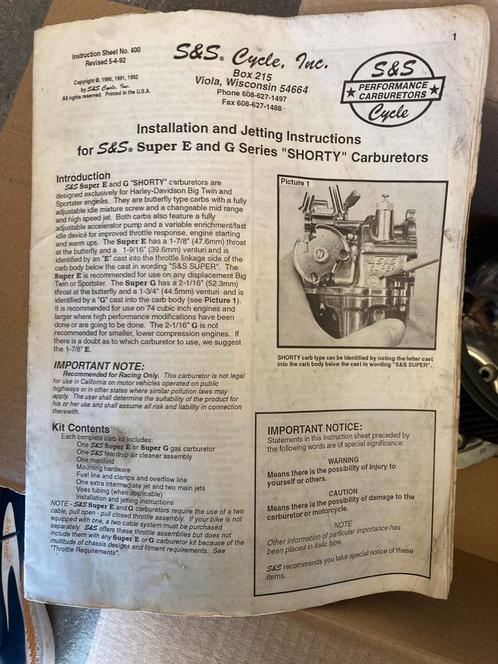 S&S carburateur,kilometerteller en ontsteking unit, Motoren, Onderdelen | Harley-Davidson, Nieuw, Ophalen of Verzenden