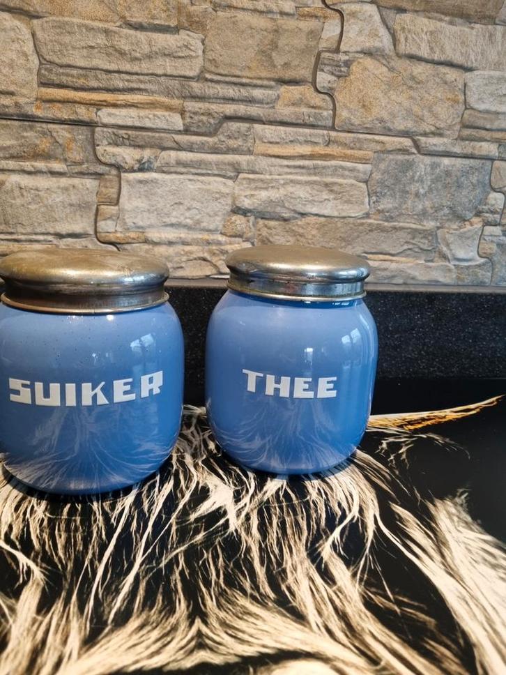 Lavendelblauwe Emaille Bussen ., Antiek en Kunst, Antiek | Emaille, Ophalen of Verzenden