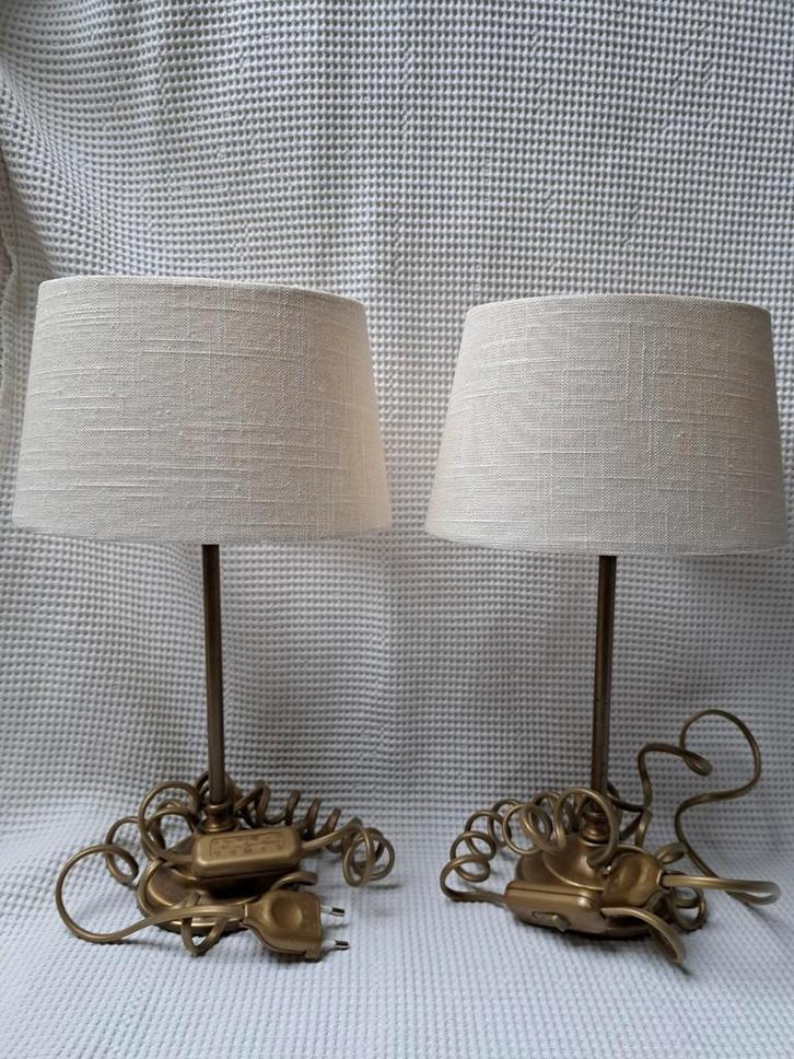 2 Messing schemerlampjes., Huis en Inrichting, Lampen | Tafellampen, Zo goed als nieuw, Minder dan 50 cm, Ophalen of Verzenden