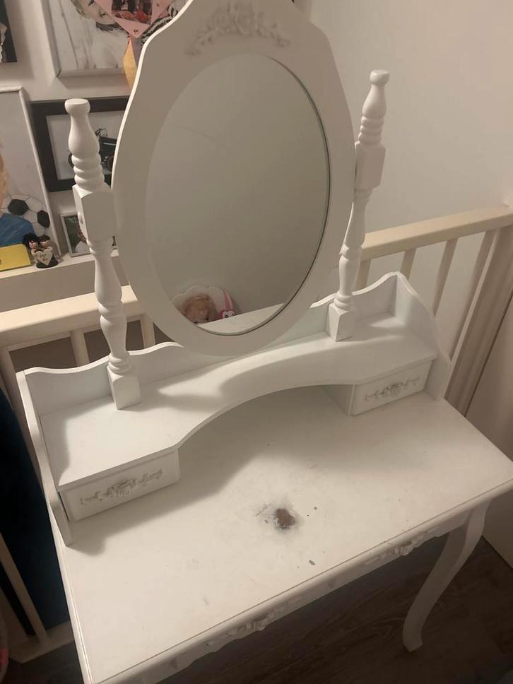 Leuke Kaptafel met Spiegel, Huis en Inrichting, Tafels | Kaptafels, Gebruikt, 100 tot 150 cm, 50 tot 100 cm, Hout, Ophalen of Verzenden