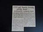 UVS - Sparta KNVB Beker  1960/1961, Ophalen of Verzenden, Gebruikt, Overige binnenlandse clubs, Poster, Plaatje of Sticker