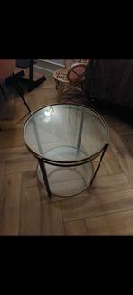 Bijzettafel Nero 50cm - Karwei - glas en messing, Minder dan 55 cm, Rond, Glas, Ophalen