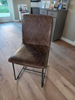 4 kunstleren eetkamerstoelen bruin/grijs, Huis en Inrichting, Stoelen, Ophalen, Overige materialen, Gebruikt, Bruin