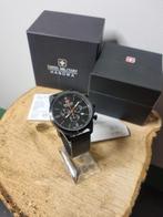 Horloge stoer zwart zgan Swiss Military Hanowa compleet!, Ophalen of Verzenden, Zo goed als nieuw, Staal, Overige merken