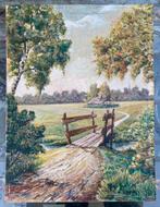 Landschap met houten brug, Ophalen of Verzenden