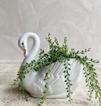 Vintage zwaan plantenpot bloempot wit goud details, Tuin en Terras, Bloempotten, -, -, Rond, Ophalen of Verzenden
